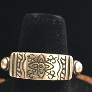 Freeform Design Sterling Silver Hallmark Ring